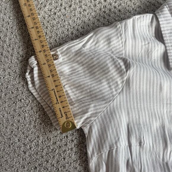 Naïf Dress Size L Lightweight Natural Beige Long Tunic Sleeve Belted Button Up - Picture 9 of 9